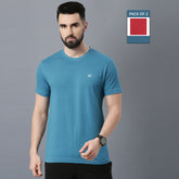 Force NXT Super Combed Cotton Mens Round Neck Pack of 2 Solid T-Shirt