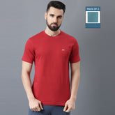 Force NXT Super Combed Cotton Mens Round Neck Pack of 2 Solid T-Shirt
