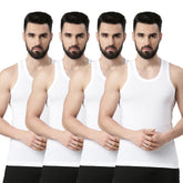 Super Combed Cotton Mens Pack Of 4 White Vest
