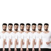 Super Combed Cotton Mens Pack Of 8 White Sleeved Vest