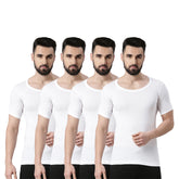 Super Combed Cotton Mens Pack Of 4 White Sleeved Vest