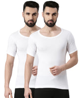 Super Combed Cotton Mens Pack Of 2 White Sleeved Vest