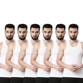 Super Combed Cotton Mens Pack Of 6 White Vest