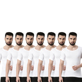 Super Combed Cotton Mens Pack Of 7 White Sleeved Vest