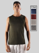 Anti Viral Anti Odour Cool Mens Pack Of 5 Sports Muscle T-Shirt