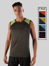 Anti Viral Anti Odour Cool Mens Pack Of 5 Sports Muscle T-Shirt