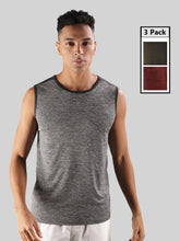 Anti Viral Anti Odour Cool Mens Pack Of 3 Sports Muscle T-Shirt