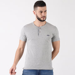 Force NXT Super Combed Cotton Mens Henley Solid T-Shirt