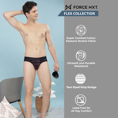 Super Combed Cotton Four Way Stretch Mens Striped Brief