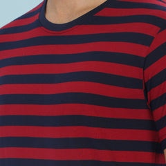 Force NXT Super Combed Cotton Mens Round Neck Striped T-Shirt