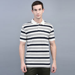 Force NXT Super Combed Cotton Mens Collared Polo Striped T-Shirt