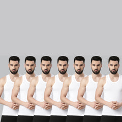 Super Combed Cotton Mens Pack Of 7 White Vest