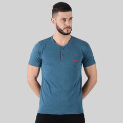 Force NXT Super Combed Cotton Mens Henley Solid T-Shirt