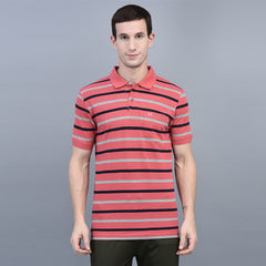 Force NXT Super Combed Cotton Mens Collared Polo Striped T-Shirt