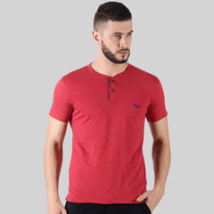 Force NXT Super Combed Cotton Mens Henley Solid T-Shirt