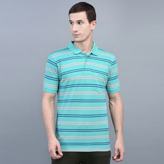 Force NXT Super Combed Cotton Mens Collared Polo Striped T-Shirt