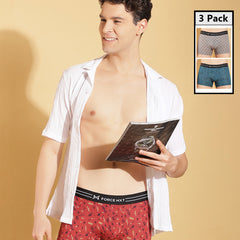 Ultrasoft Micromodal Four Way Stretch  Mens Pack of 3 Printed Trunk