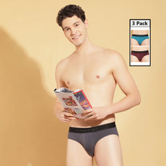 Super Combed Cotton Four Way Stretch Solid Mens Pack of 3 Brief
