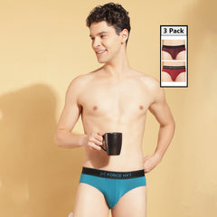 Super Combed Cotton Four Way Stretch Solid Mens Pack of 3 Brief