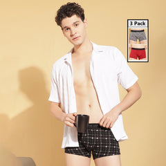 Ultrasoft Super Combed Cotton Elastane Stretch Mens Pack of 3 Printed Trunk
