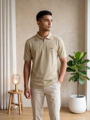Force NXT Men's Super Combed Cotton Rich Jacquard Fabric Solid Polo T-Shirt