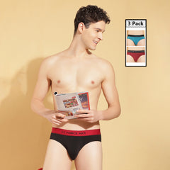 Super Combed Cotton Four Way Stretch Solid Mens Pack of 3 Brief