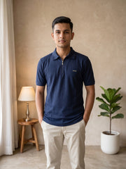 Force NXT Men's Super Combed Cotton Rich Jacquard Fabric Solid Polo T-Shirt