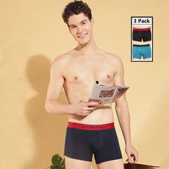 Super Combed Cotton Four Way Stretch Solid Mens Pack of 3 Trunk
