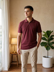 Force NXT Men's Super Combed Cotton Rich Jacquard Fabric Solid Polo T-Shirt
