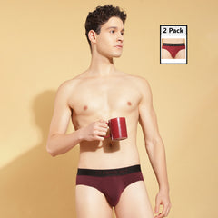 Super Combed Cotton Four Way Stretch Solid Mens Pack of 2 Brief