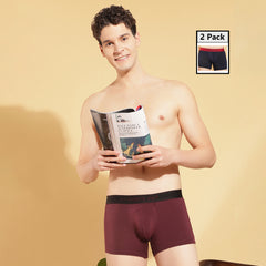 Super Combed Cotton Four Way Stretch Solid Mens Pack of 2 Trunk