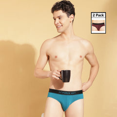 Super Combed Cotton Four Way Stretch Solid Mens Pack of 2 Brief