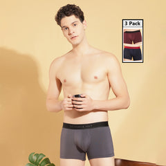 Super Combed Cotton Four Way Stretch Solid Mens Pack of 3 Trunk
