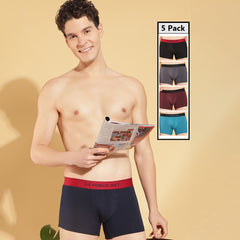 Super Combed Cotton Four Way Stretch Solid Mens Pack of 5 Trunk