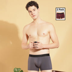 Super Combed Cotton Four Way Stretch Solid Mens Pack of 2 Trunk