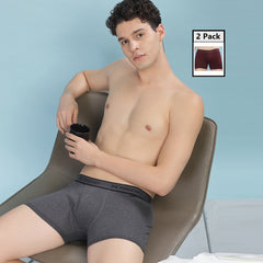 Super Combed Cotton Soft Rib Men Pack of 2 Solid Trunk