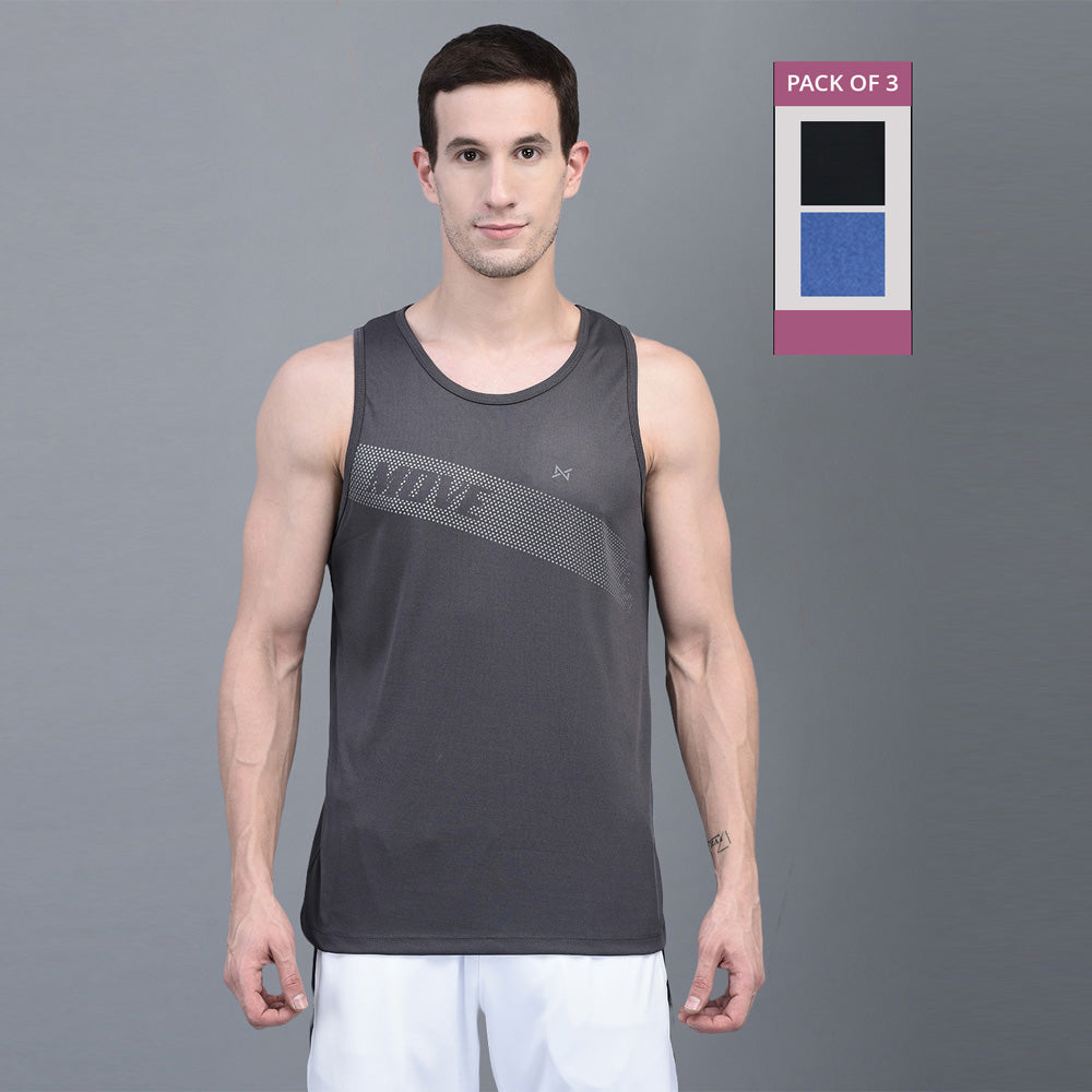 Anti Viral Anti Odour Cool Mens Pack of 3 Tank Top Sports  Vest