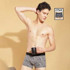 Ultrasoft Super Combed Cotton Elastane Stretch Mens Pack of 2 Printed Trunk