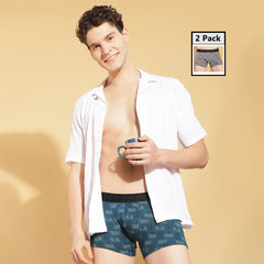 Ultrasoft Super Combed Cotton Elastane Stretch Mens Pack of 2 Printed Trunk