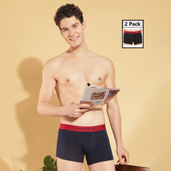 Super Combed Cotton Four Way Stretch Solid Mens Pack of 2 Trunk