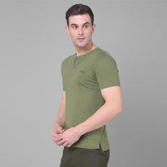 Force NXT Super Combed Cotton Mens Henley Solid T-Shirt