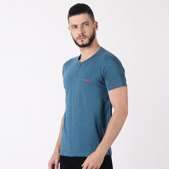 Force NXT Super Combed Cotton Mens Henley Solid T-Shirt