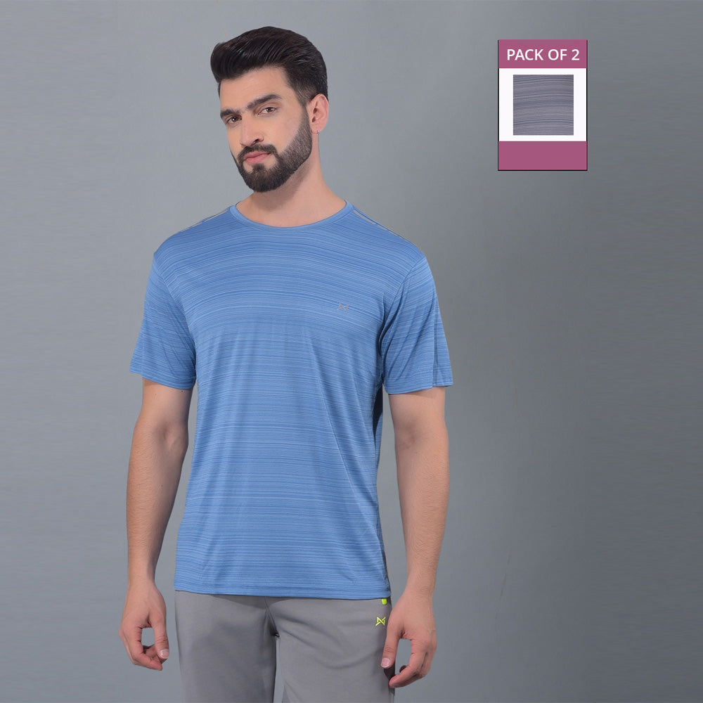 Anti Viral Anti Odour Cool Mens Round Neck Pack Of 2 Sports Printed T-Shirt