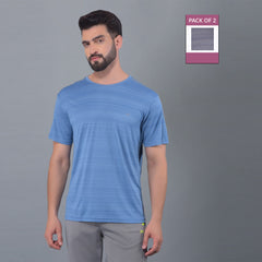 Anti Viral Anti Odour Cool Mens Round Neck Pack Of 2 Sports Printed T-Shirt