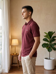 Force NXT Men's Super Combed Cotton Rich Jacquard Fabric Solid Polo T-Shirt