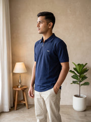 Force NXT Men's Super Combed Cotton Rich Jacquard Fabric Solid Polo T-Shirt