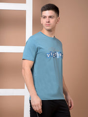 Force NXT Men's Super Combed Cotton Rich Fabric Half-Sleeves Chest Printed T-Shirt