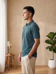 Force NXT Men's Super Combed Cotton Rich Jacquard Fabric Solid Polo T-Shirt