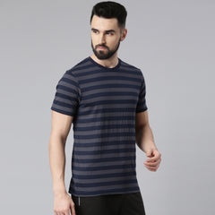 Force NXT Super Combed Cotton Mens Round Neck Pack Of 2 Striped T-shirt