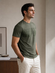 Force NXT Men's Premium Microfiber Fabric Half-Sleeves Chest Printed Round Neck T-Shirt